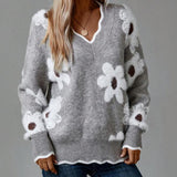 Thea | Floral Elegant V-neck Pullover