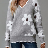 Thea | Floral Elegant V-neck Pullover