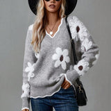 Thea | Floral Elegant V-neck Pullover