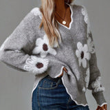 Thea | Floral Elegant V-neck Pullover
