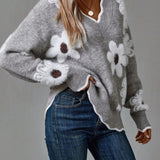 Thea | Floral Elegant V-neck Pullover