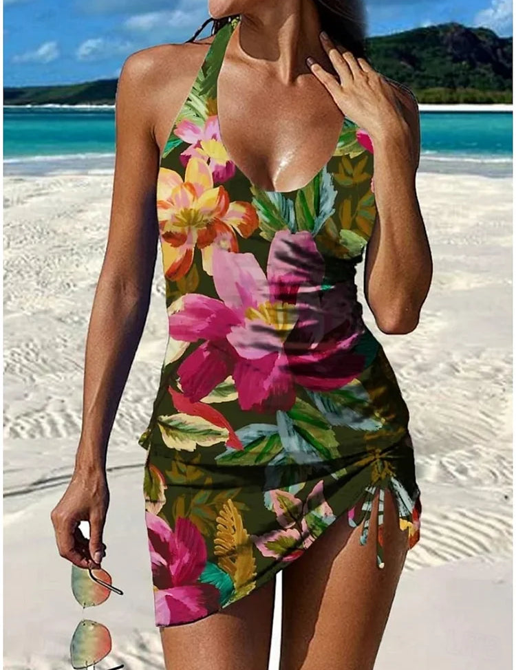 Filipa - Lillene tankini koos lameda kõhuefektiga pükstega