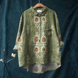 Diana - Vintage Etniline Casual Särk Lillemustriga