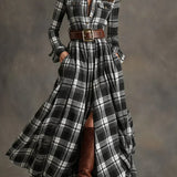 Saar – Retro ruuduline maxi kleit