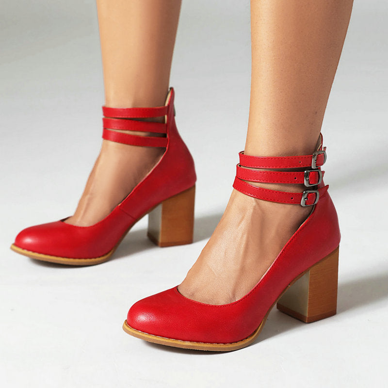 Kasilda - Paksu taldaga ankle strap sandaalid