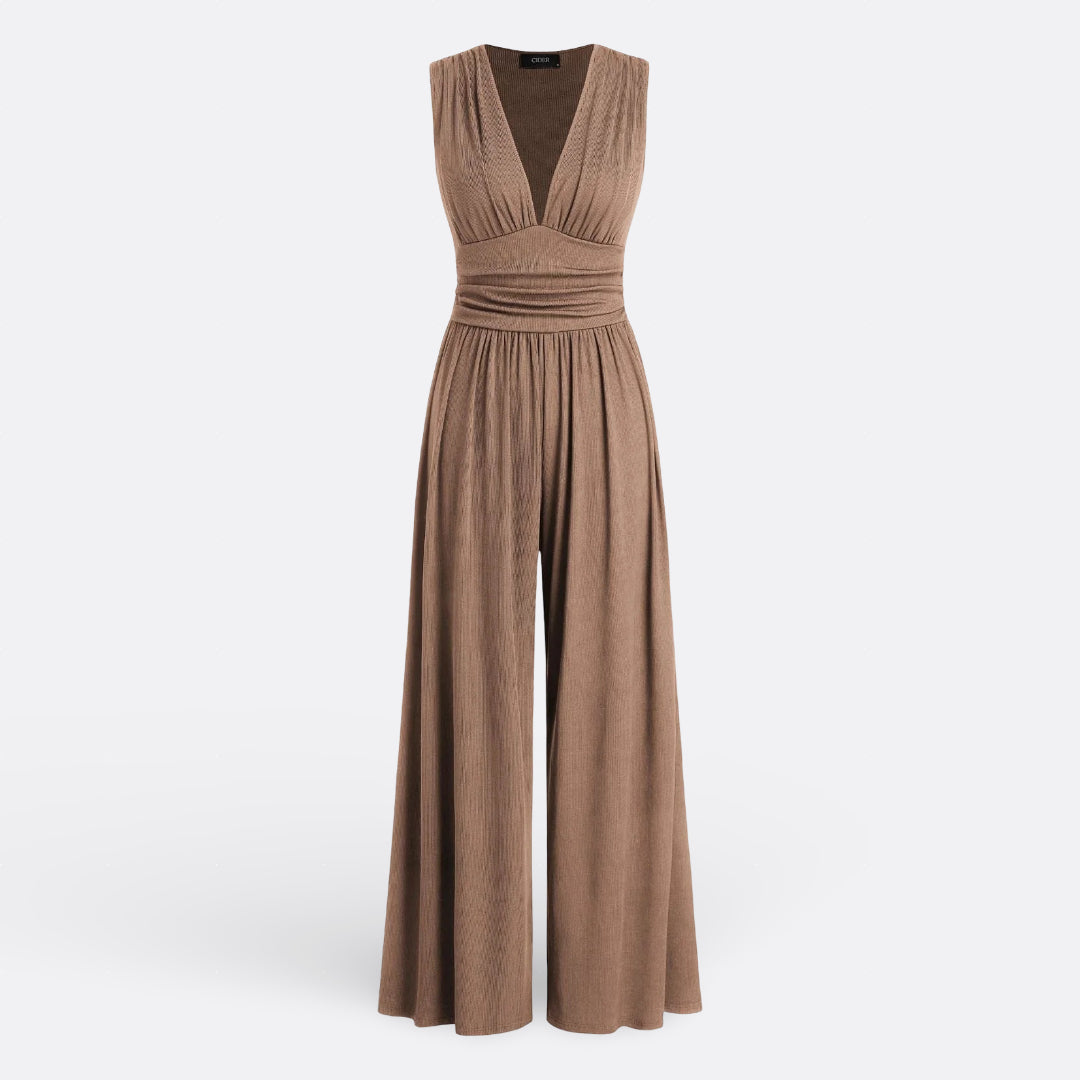 Leena - Elegantne Lühikeste Varrukatega Lai Jumpsuit