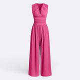 Leena - Elegantne Lühikeste Varrukatega Lai Jumpsuit