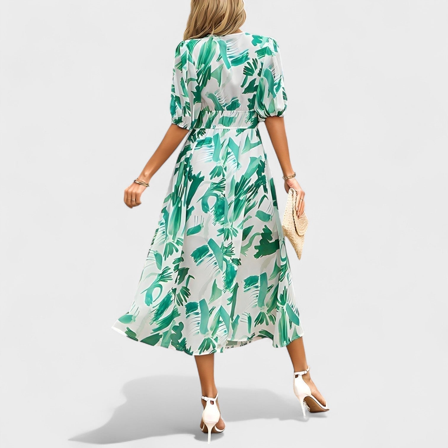 Klara - Elegantsed Lillemustriga Midi Kleit