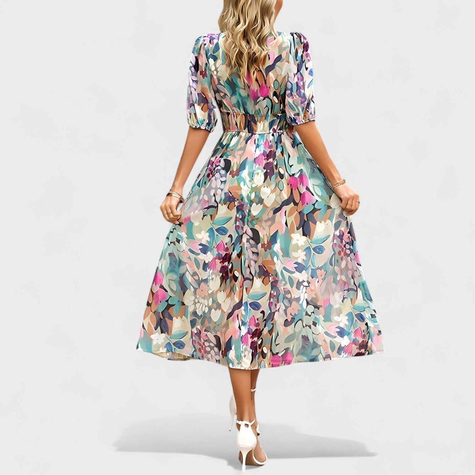 Klara - Elegantsed Lillemustriga Midi Kleit