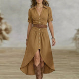 Sänziana – Maxi Western-Boho Kleid Vöö ja Eesnööbidega