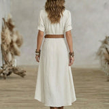 Sänziana – Maxi Western-Boho Kleid Vöö ja Eesnööbidega