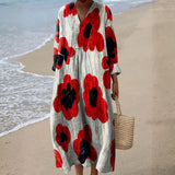 Elva - Punane Lilleline Maxi Kleid