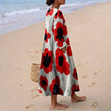 Elva - Punane Lilleline Maxi Kleid