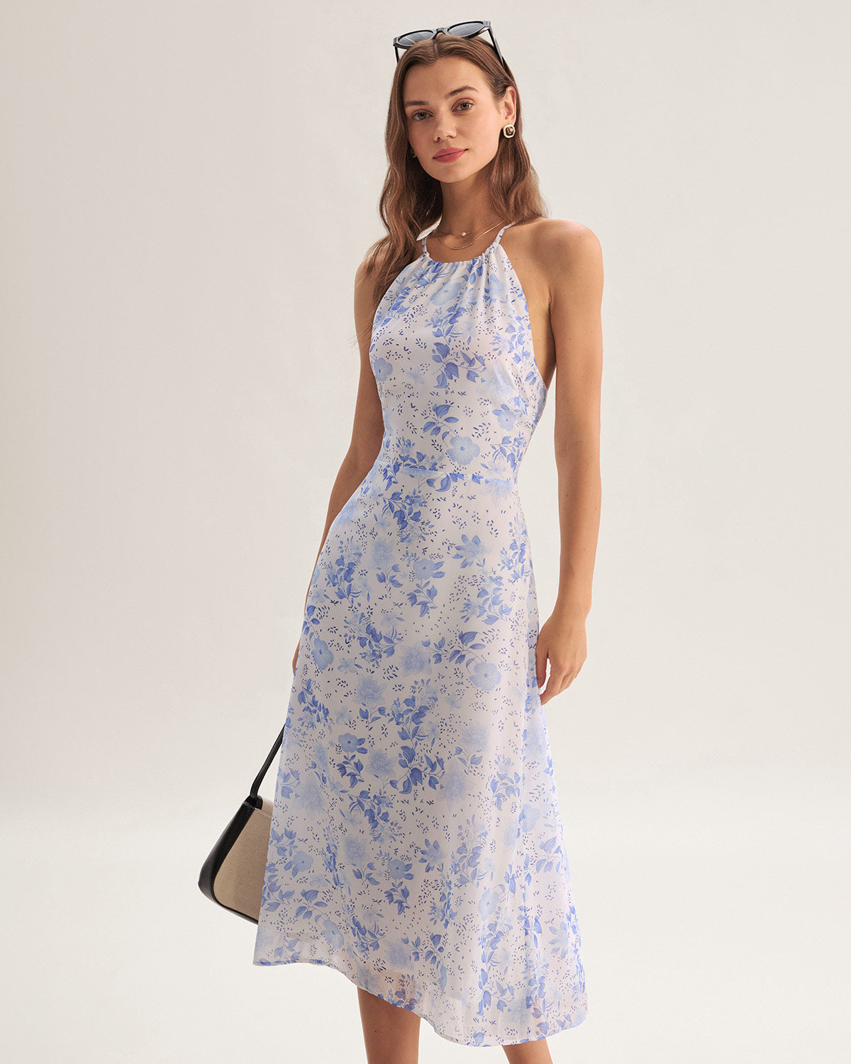 Klariis - Sinine Lilleline Midi Kleid