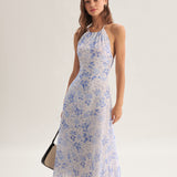 Klariis - Sinine Lilleline Midi Kleid