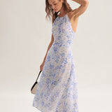 Klariis - Sinine Lilleline Midi Kleid